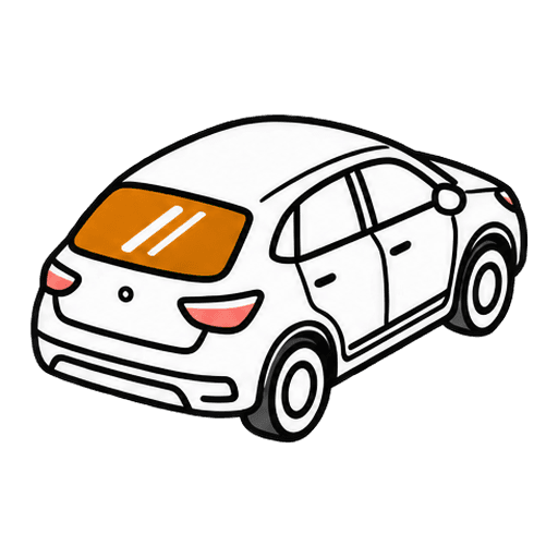 Voiture vue de trois quarts arrière, lunette arrière mise en évidence