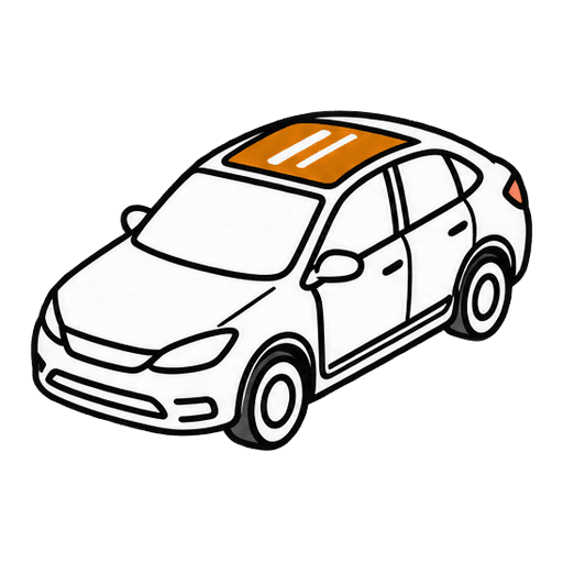 Voiture vue de dessus, toit vitré mis en évidence